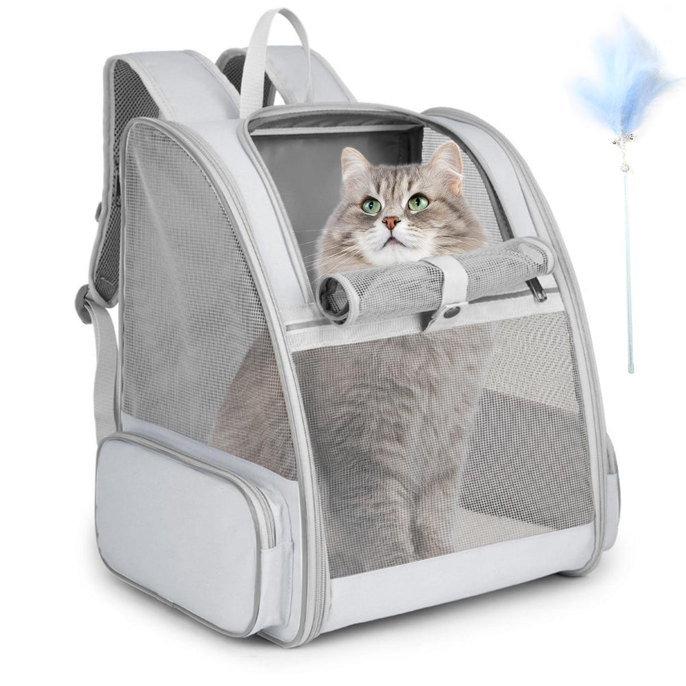 SSAWcasa cat backpack large front view shows travel-ready design for small pets up to 15 lbs