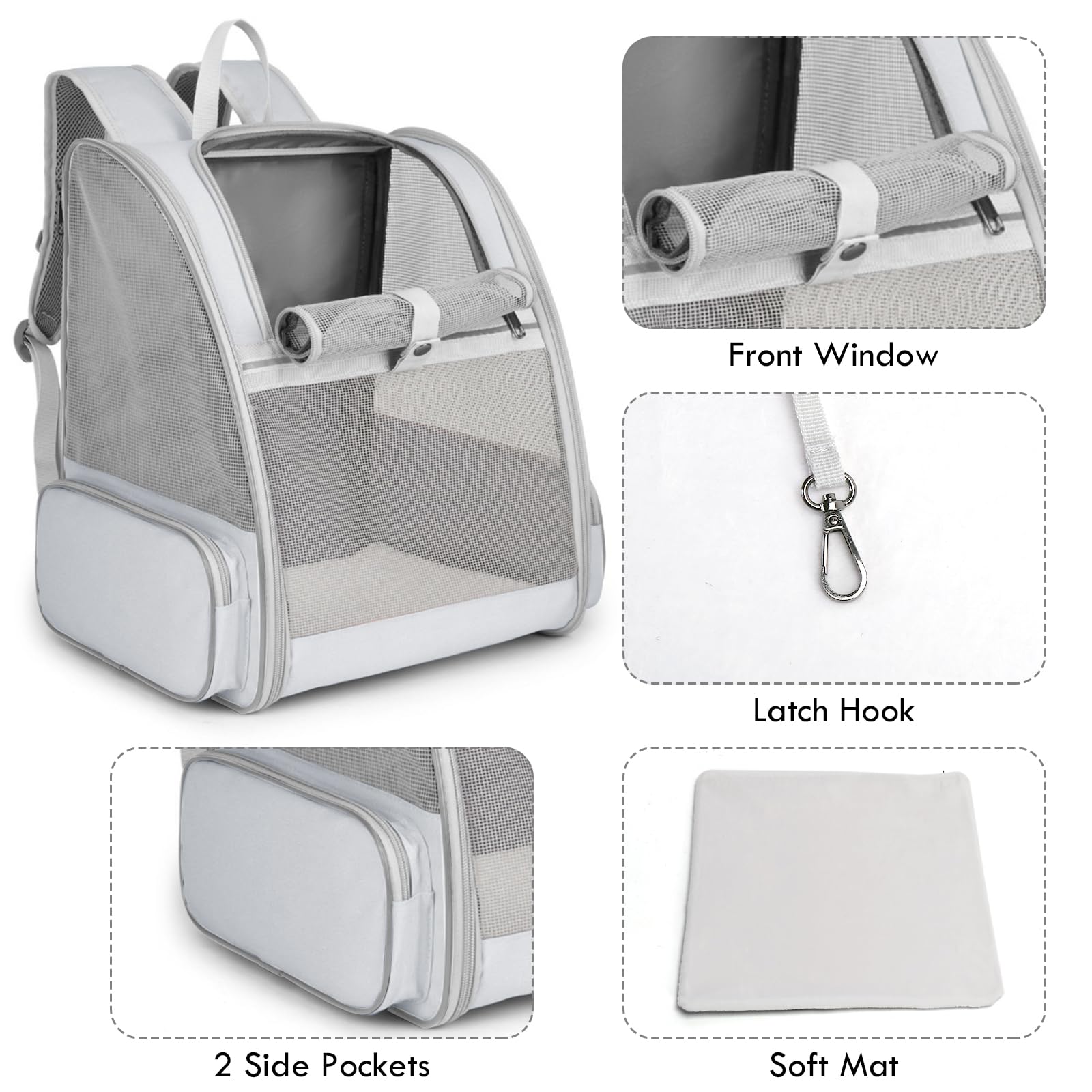 SSAWcasa cat backpack side doors illustrate easy access during vet visits and outings