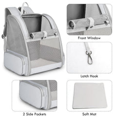 SSAWcasa cat backpack side doors illustrate easy access during vet visits and outings