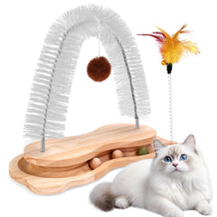 SSAWcasa cat self-groomer arch brush provides soothing grooming massage