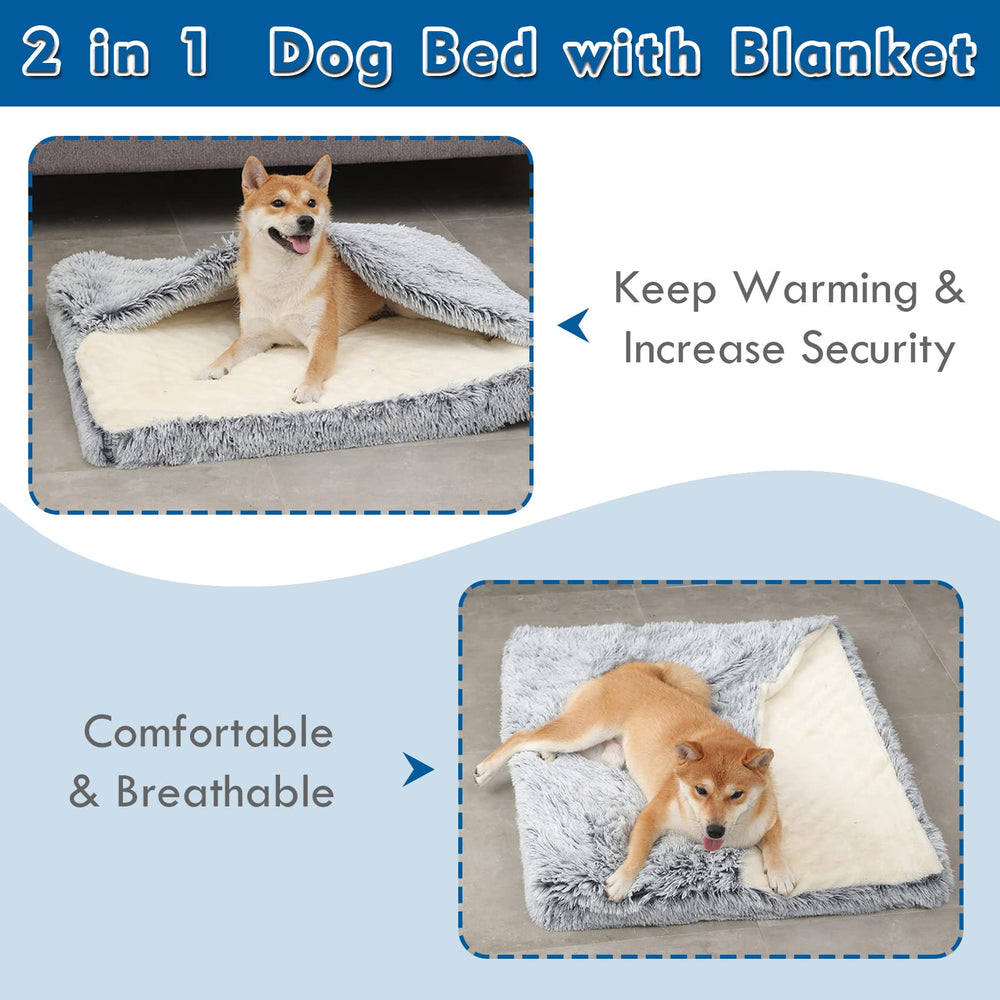 SSAWcasa dog bed with attached blanket enables warm snuggle sessions.