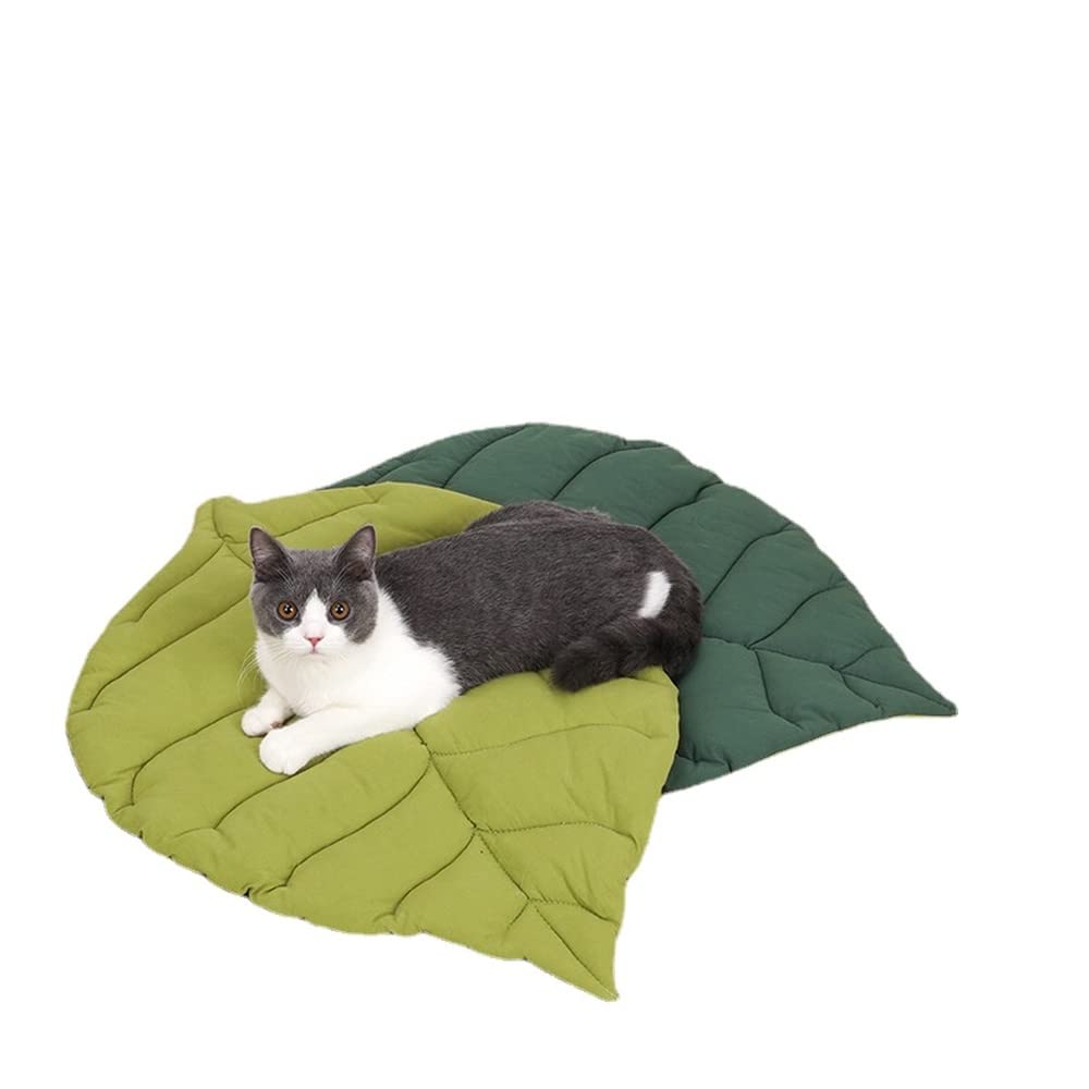 SSDHUA leaf shape cat nest bed front view shows double-sided warmth for year-round comfort.