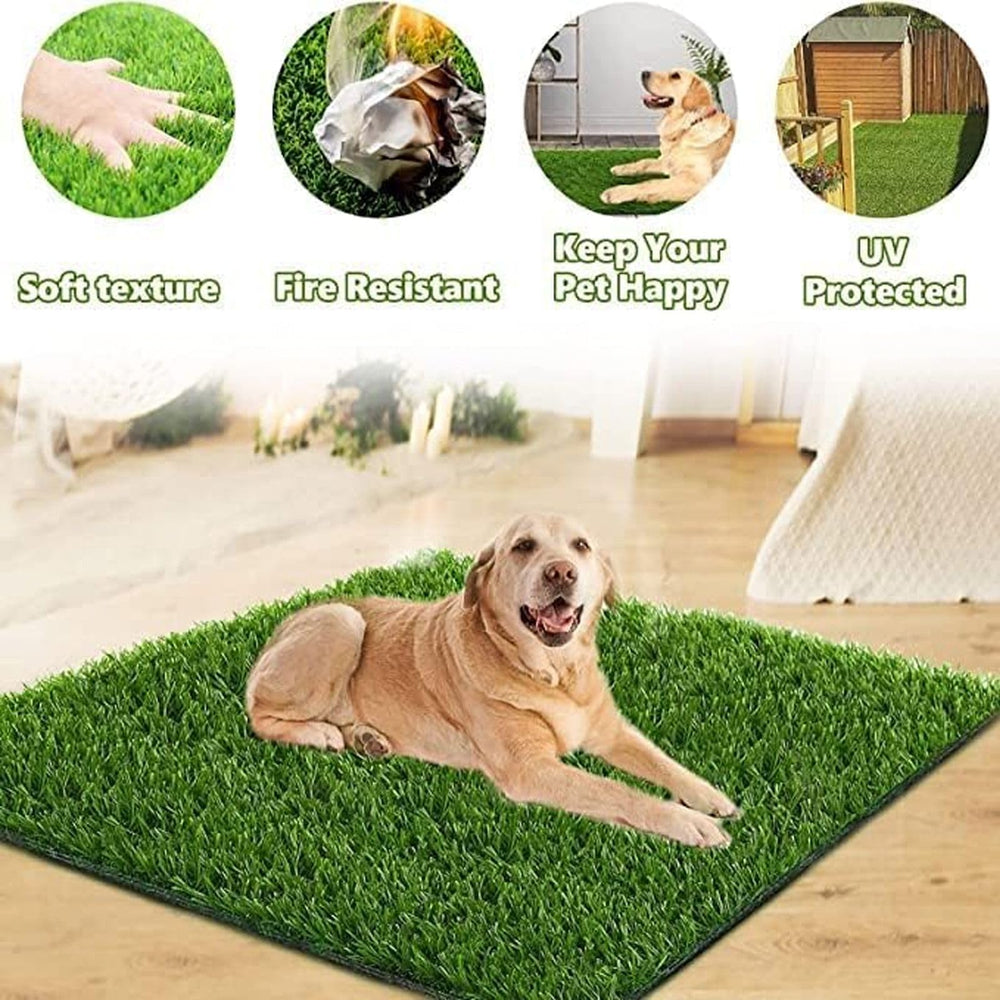 SSRIVER Dog Grass Pad indoor-outdoor setup shows versatile placement on balcony or floor.