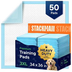 Stack Man dog pads 34x36 with a quick-dry surface for efficient potty training.