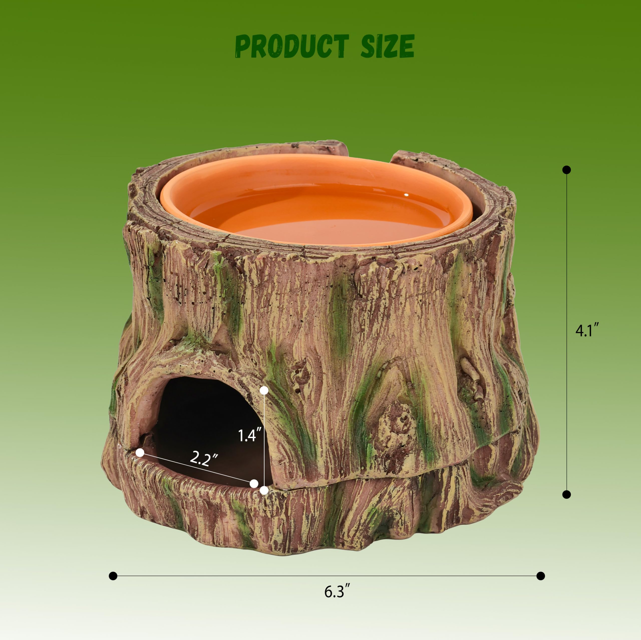 Stackoria reptile hide with clay water dish enhances humidity for hydration