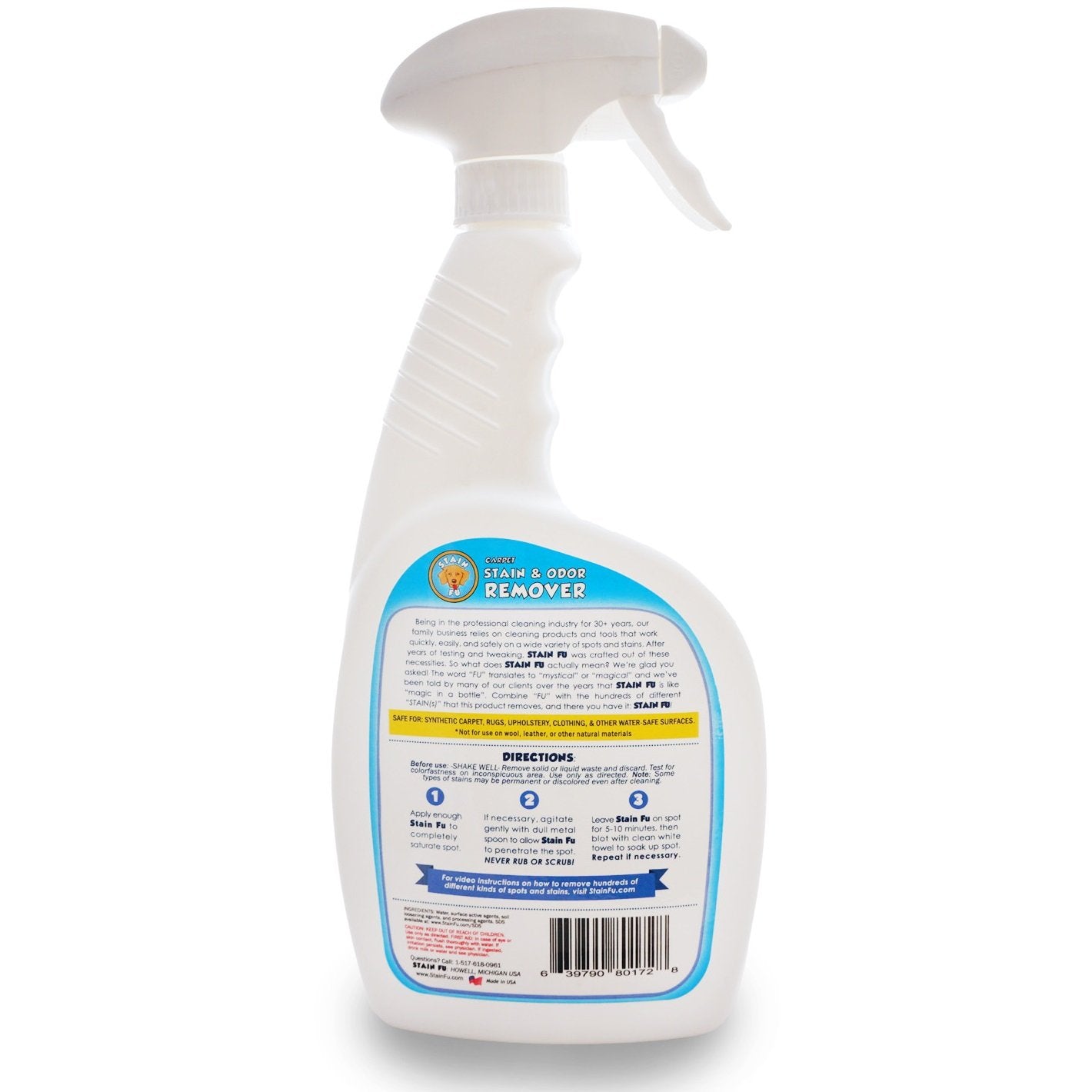 STAIN FU Pro Strength tackles stubborn urine stains before and after cleaning