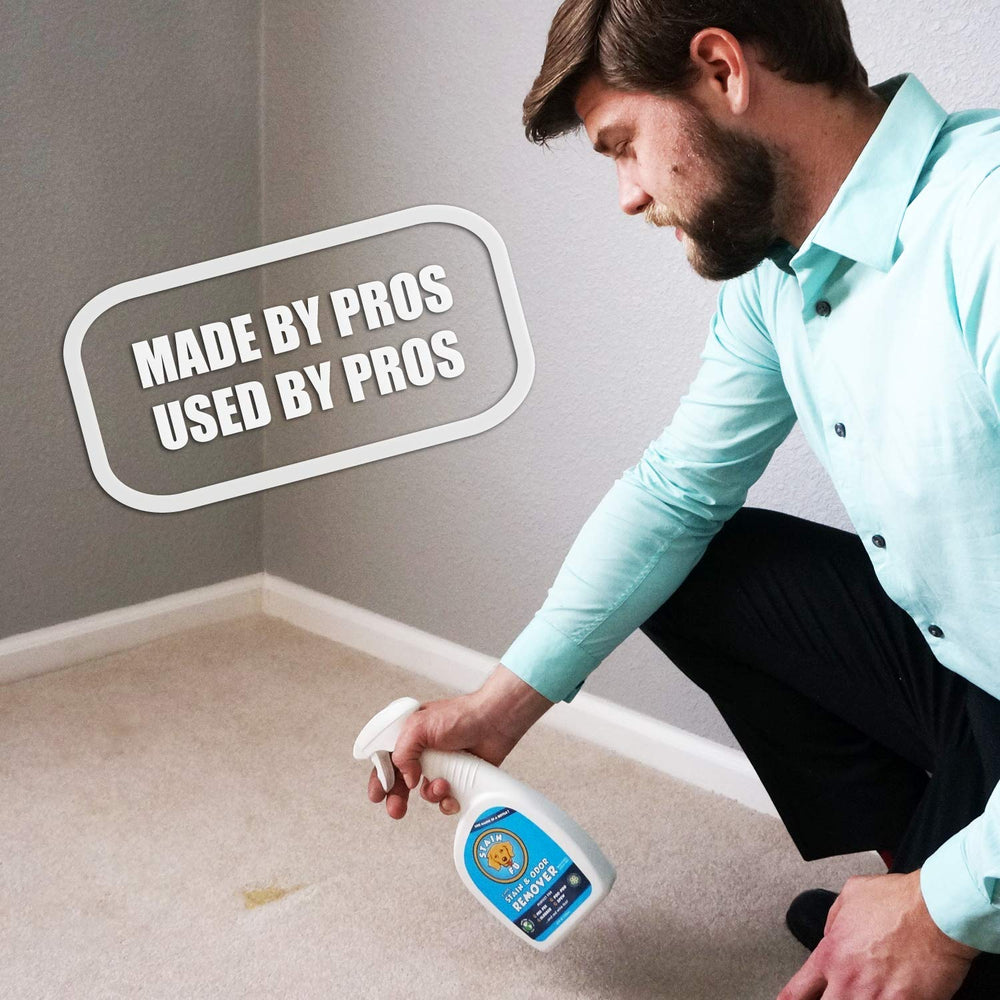 STAIN FU Pro Strength removes vomit stains for a cleaner carpet