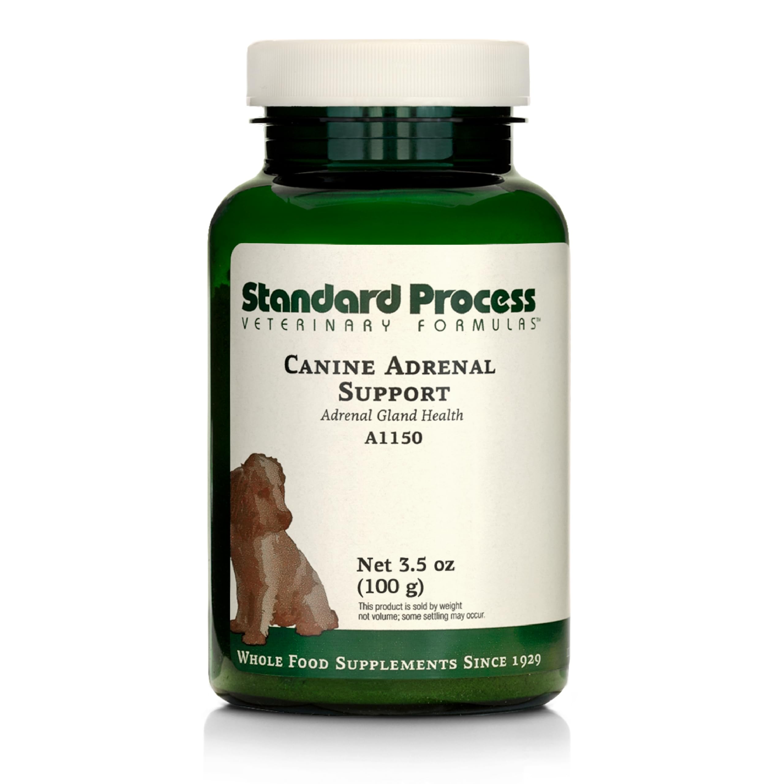 Standard Process Canine Adrenal Support bottle ready for pet adrenal health routine.