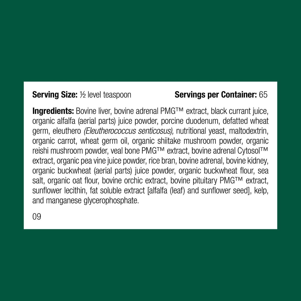 Standard Process Canine Adrenal Support scoop measures accurate dosage for dogs.