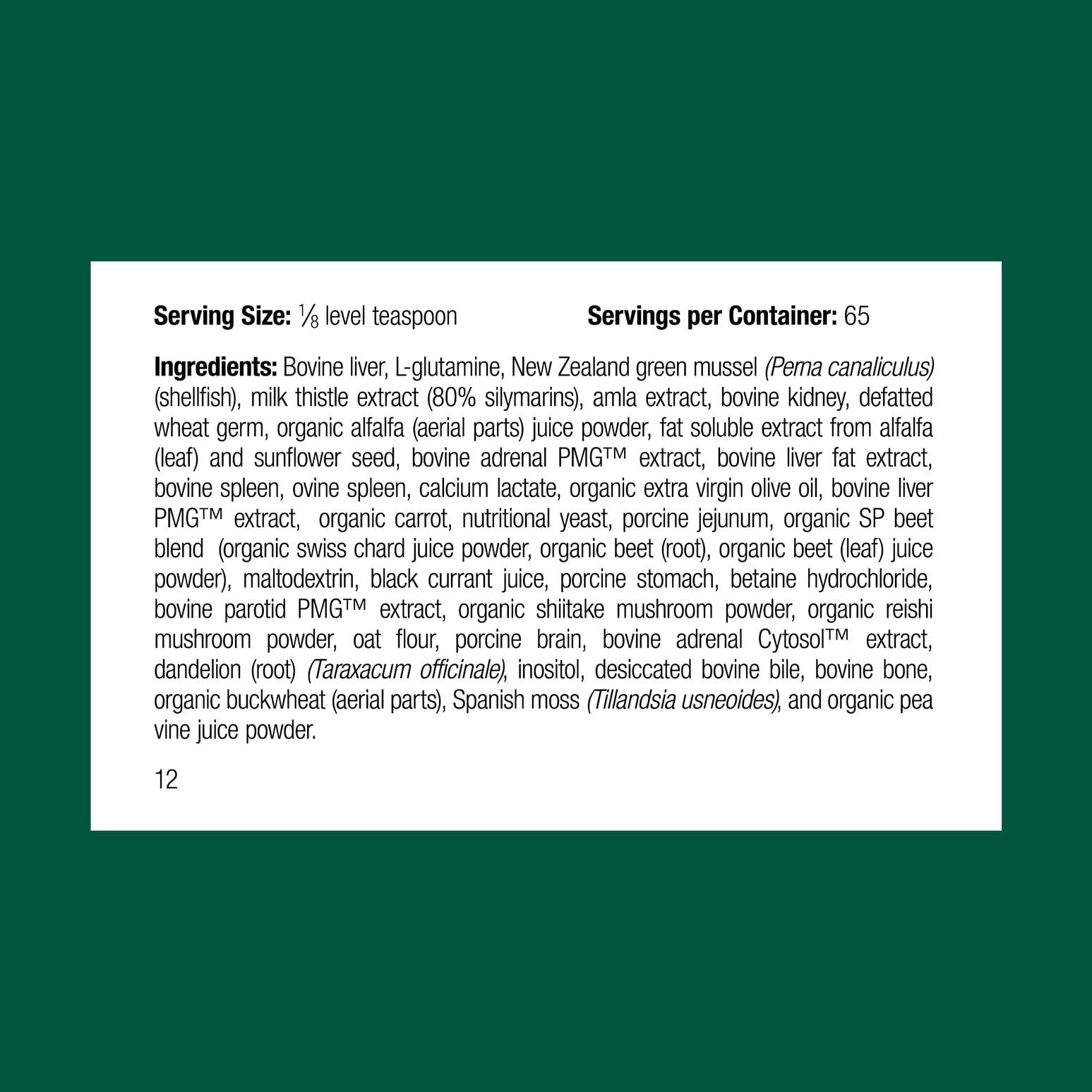 Standard Process Canine Dermal Support powder with dosing scoop for precise weight-based administration.
