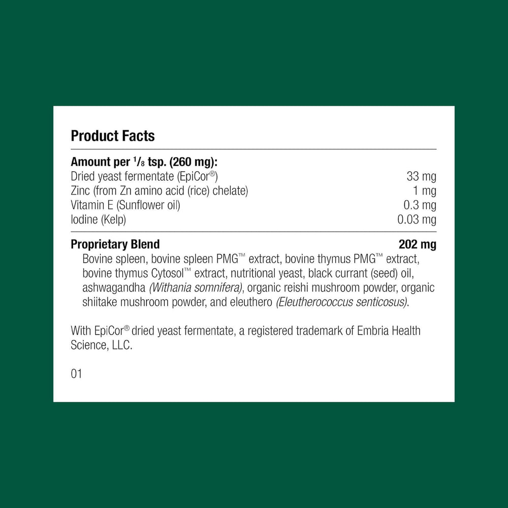 Standard Process Canine Immune System Support powder being poured for easy meal mixing