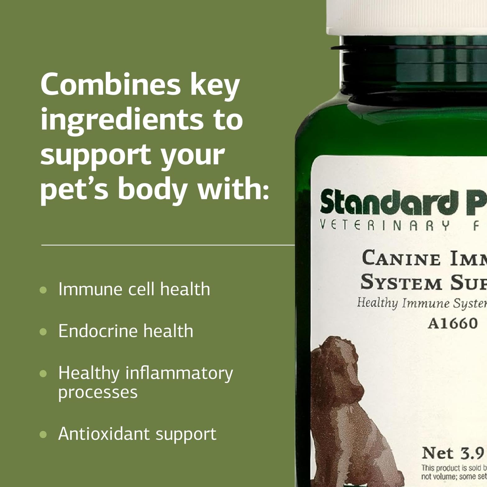 Standard Process Canine Immune System Support small-bottle dose scoop; precise measurement for small dogs