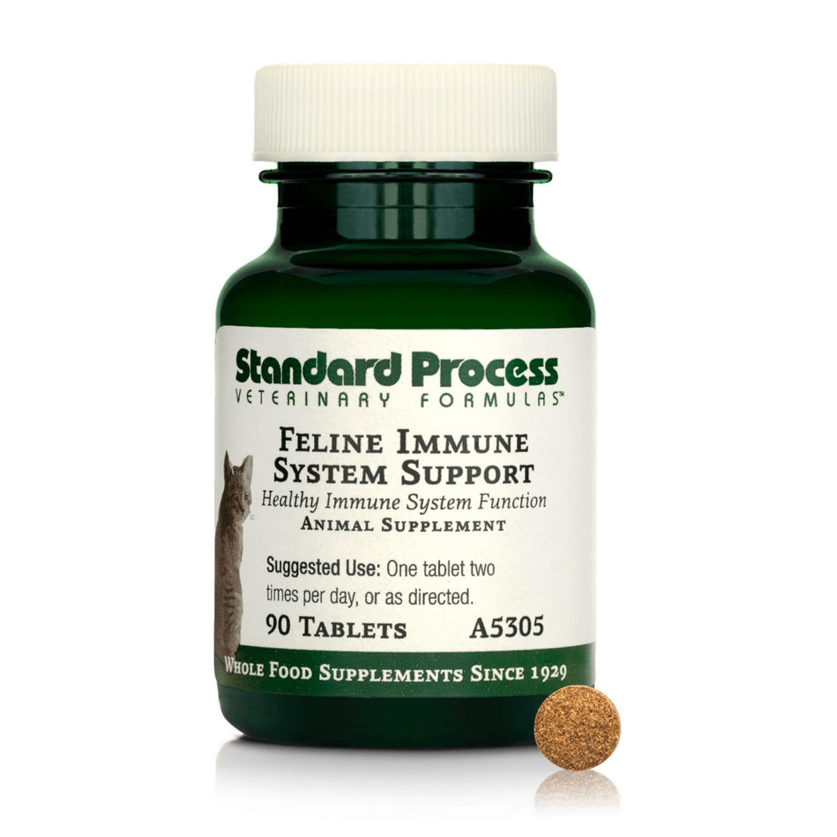 Standard Process Inc. feline immune supplement tablets packaging emphasizes trusted brand and potential immune support