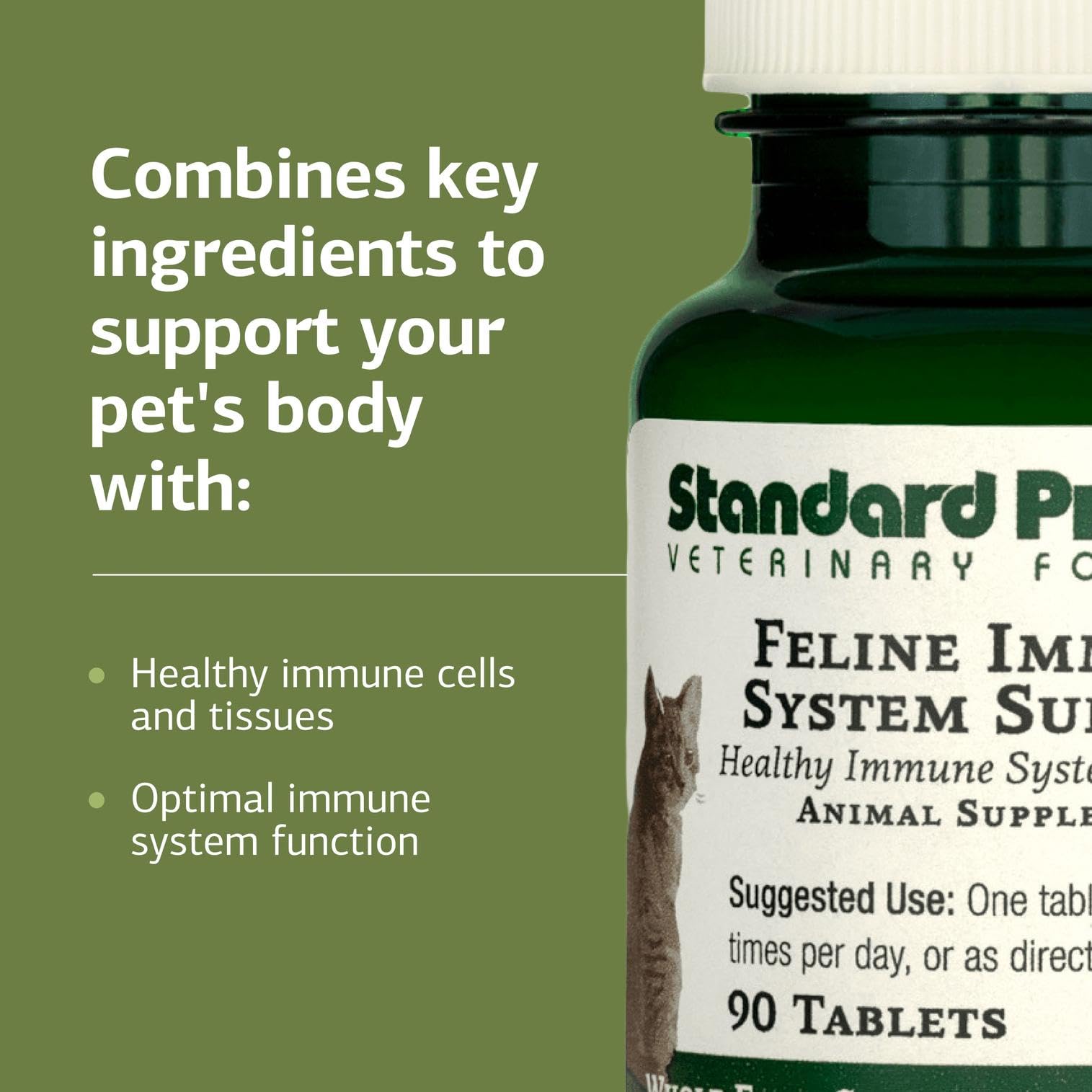 Standard Process Inc. feline immune tablets dosed in food suggests flexible administration for routine cat care