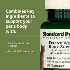 Standard Process Inc. packaging highlights cat health supplement benefits.