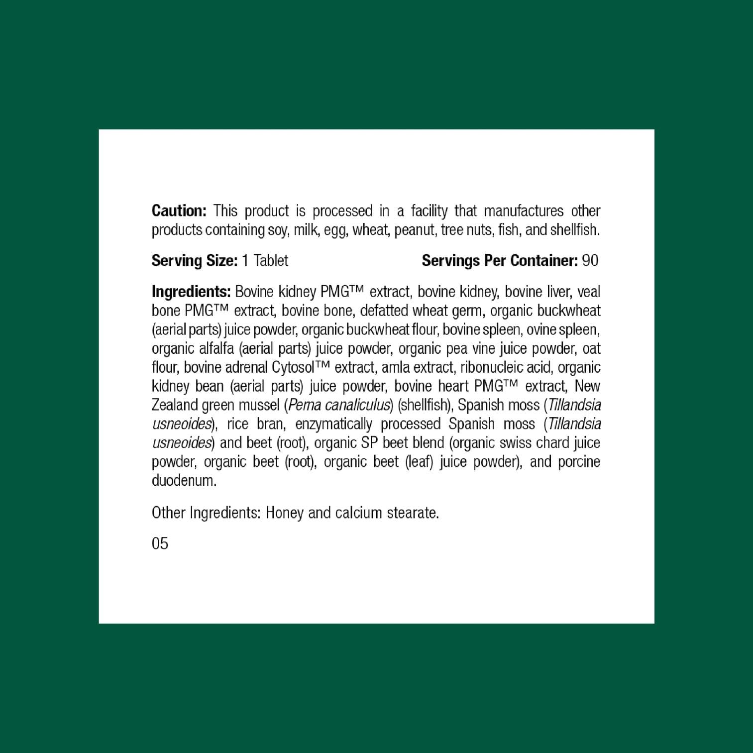 Standard Process Inc. Feline Renal Support tablets close-up highlighting kidney health support.