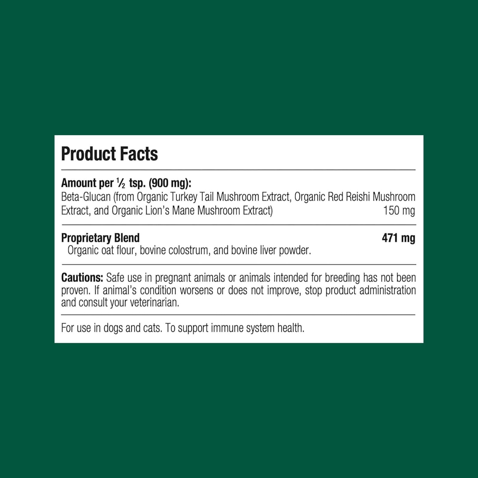 Standard Process Mushroom Complex scoop demonstrates precise dosing for pet wellness