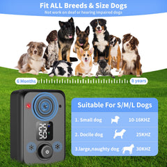 STANWIS anti barking device range detection demonstrates adjustable distances for indoor and outdoor use.