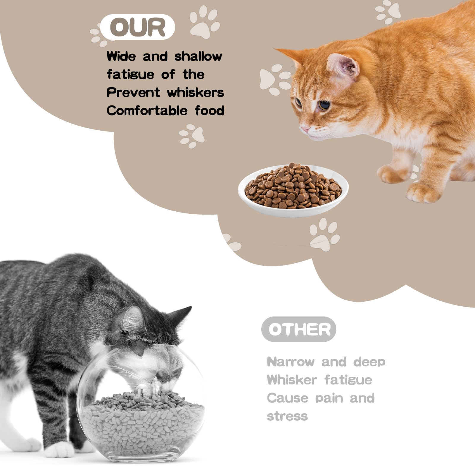 STAOVA bowls anti-whisker-fatigue design reduces whisker contact for comfy eating.