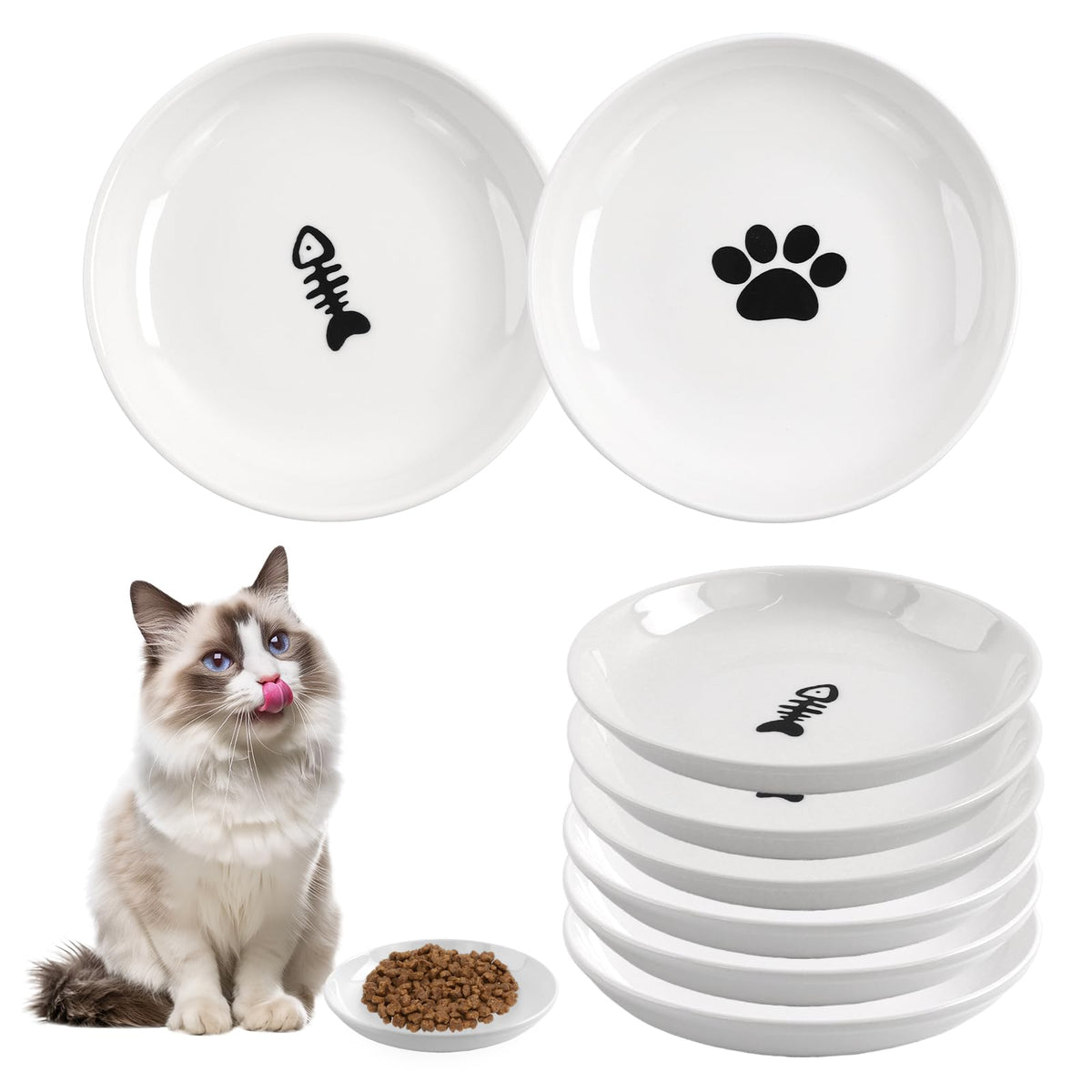 STAOVA cat bowls paw-pattern design enhances meal appeal and attention.