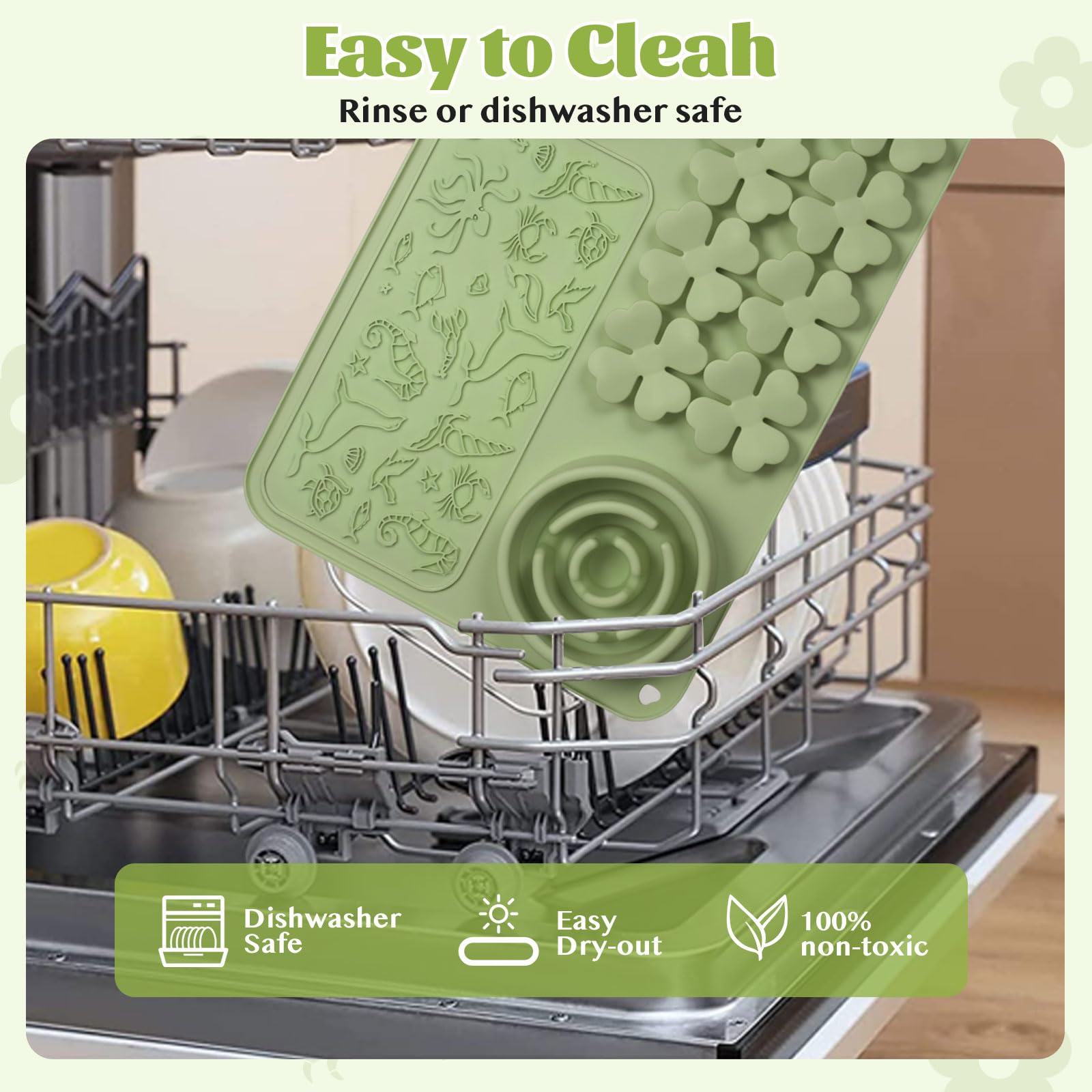 Star&Mi freezer-safe lick mat lets you freeze treats for extended play.