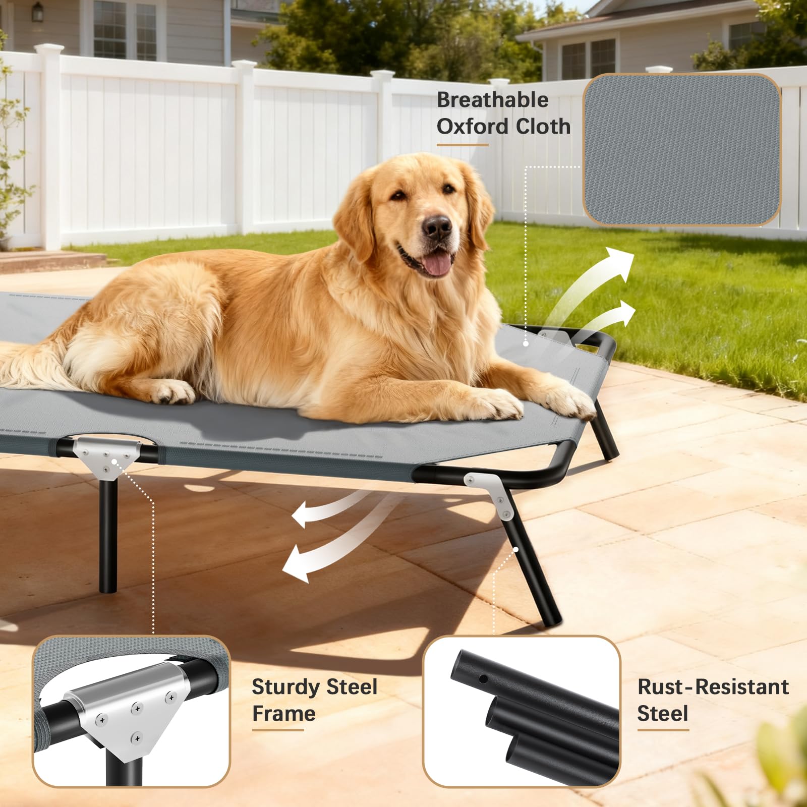 STARLATTA dog bed middle-bracket reinforcement reduces sag for durability
