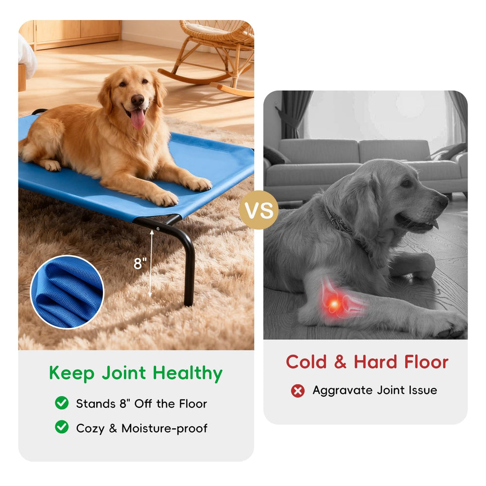 STARLATTA Elevated Dog Bed rails and legs close-up showing rust-proof construction