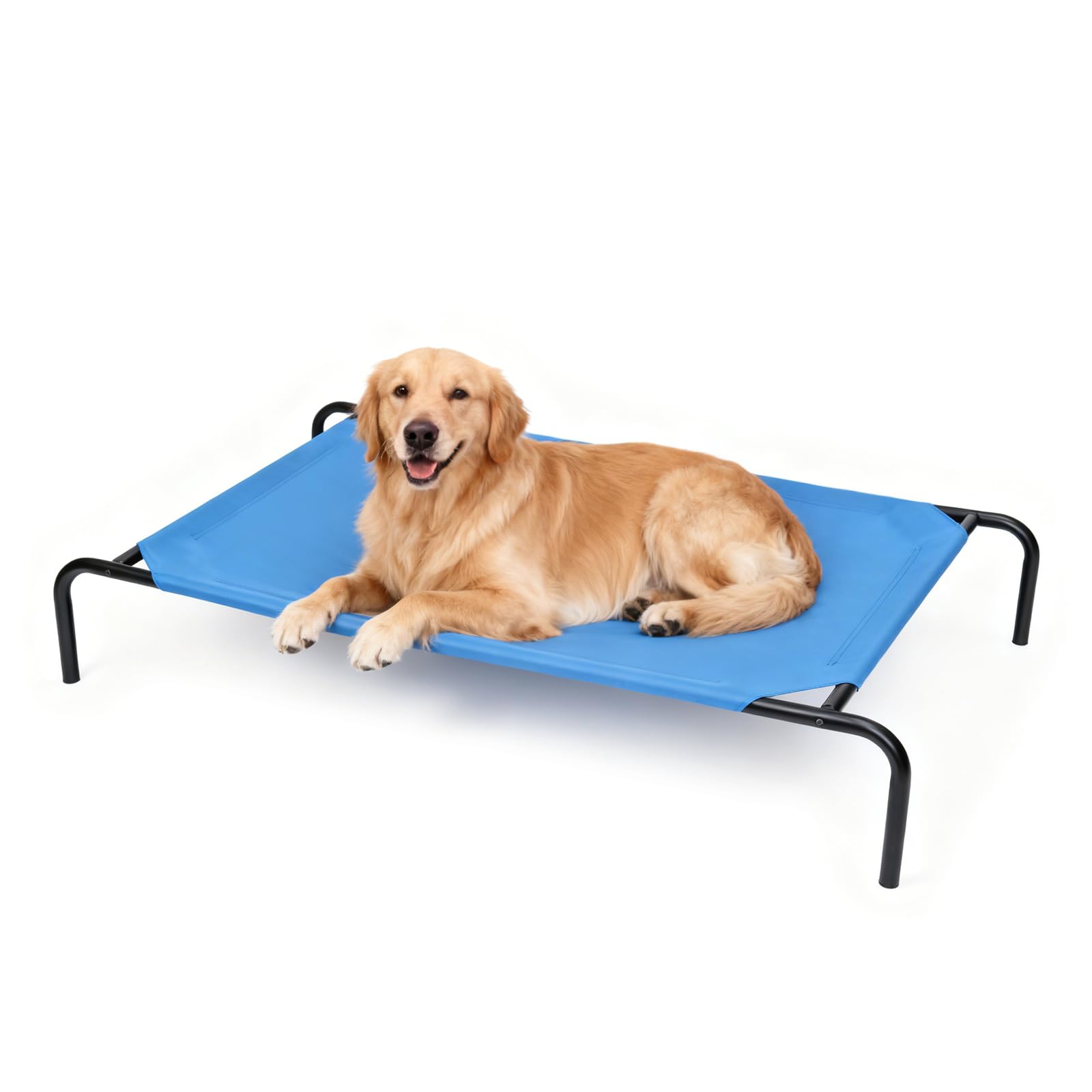 STARLATTA Elevated Dog Bed 50in side view shows sturdy frame for large dogs' lounging