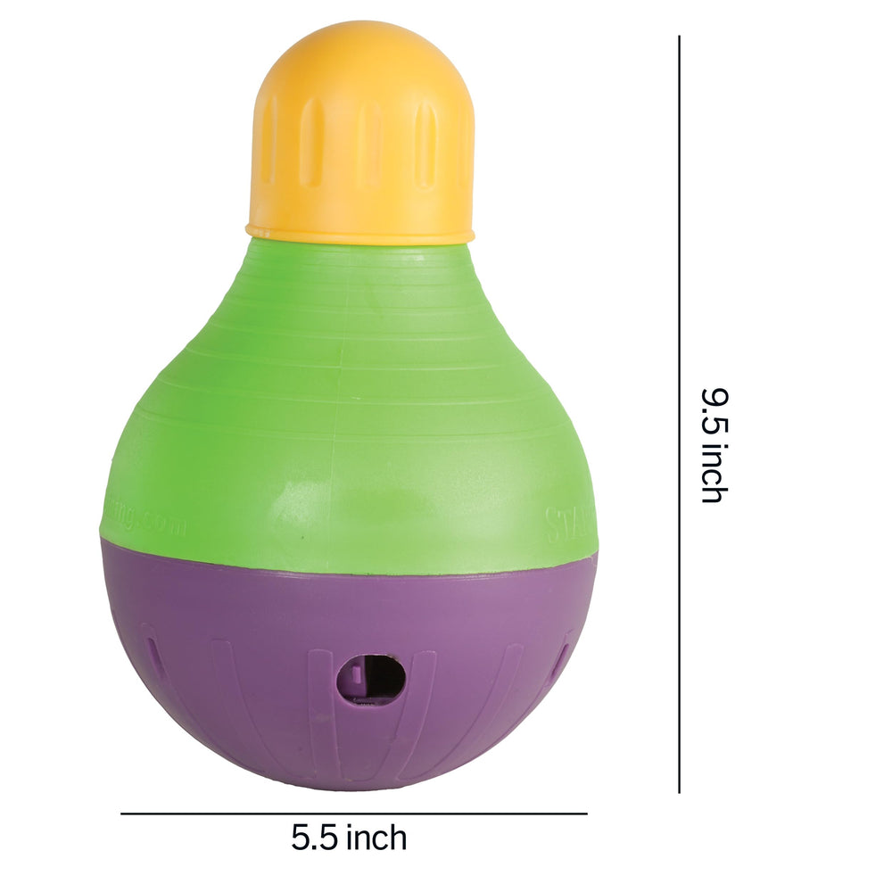 Starmark Bob-A-Lot colorful yellow-green-purple shell aids visual stimulation during puzzle feeding