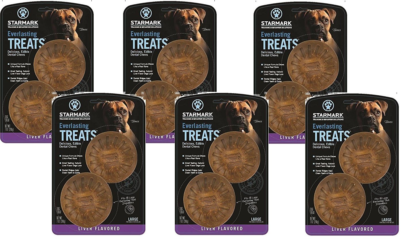 Starmark Everlasting Bacon dog dental chews large pack — hero image highlights size and durability.