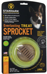 Starmark Everlasting Sprocket Large front view shows a durable chew toy for long-lasting engagement and dental upkeep