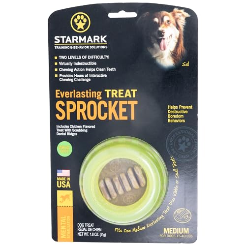 Starmark Everlasting Sprocket Mediano, juguete-doble-relleno para entretenimiento prolongado.