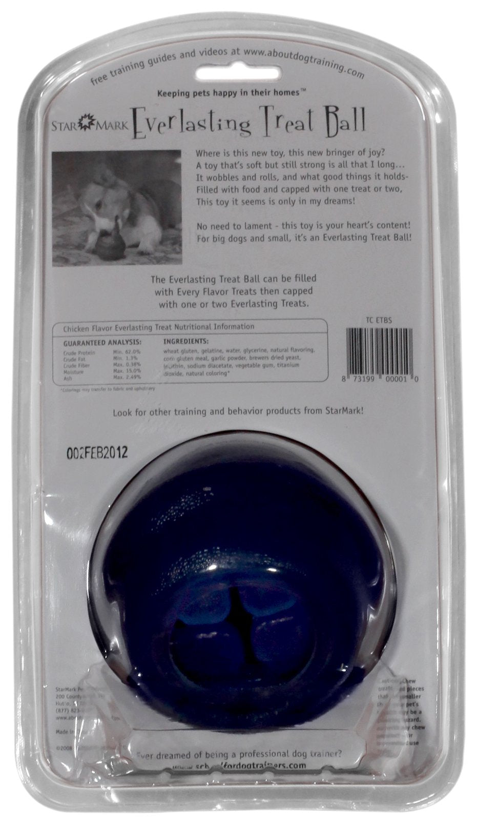Starmark Everlasting Treat Ball Medium uses virtually indestructible material for strong chewers.