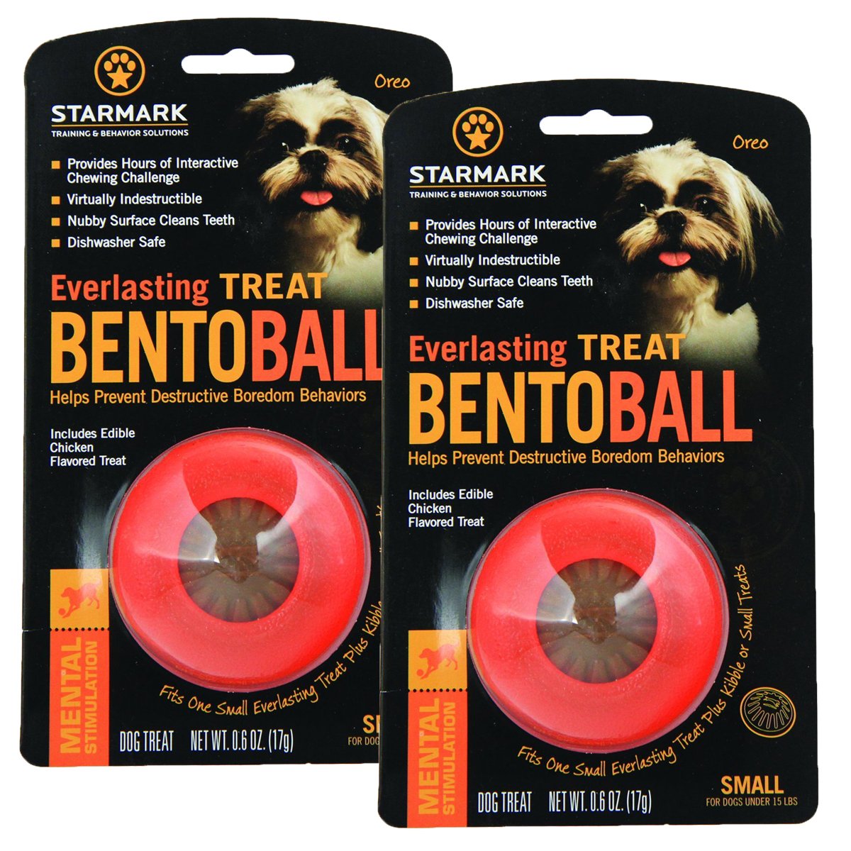 Starmark Everlasting Treat Bento Ball small outer-angle shows durable puzzle toy for small dogs