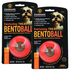 Starmark Everlasting Treat Bento Ball small outer-angle shows durable puzzle toy for small dogs