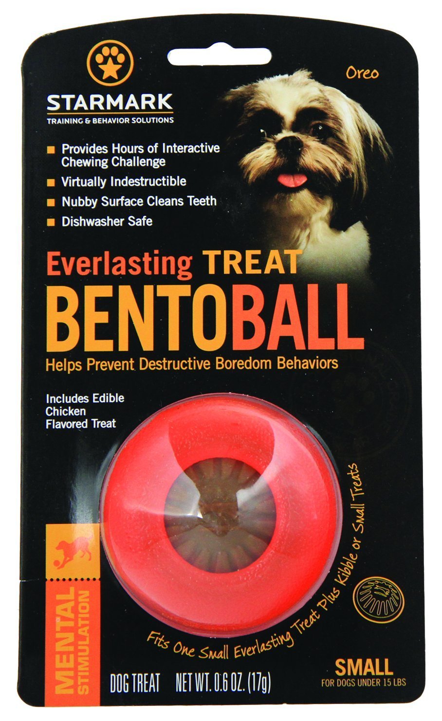 Starmark Everlasting Treat Bento Ball small side-view highlights treat-dispensing play for dogs