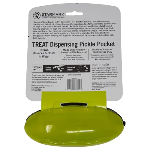 Starmark Pickle Pocket floats for water play and fetch.