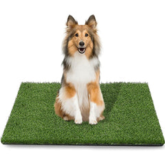 STARROAD-TIM puppy potty grass pad front view showcases realistic turf ideal for indoor training.