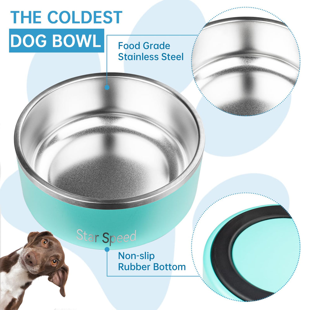 StarsSpeed dog bowl with rubber bottom shows non-slip stability during feeding.