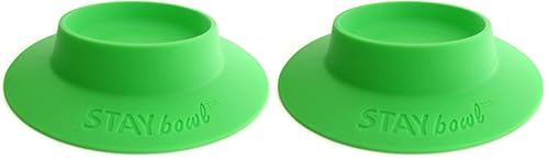 STAYbowl large green front view keeps kibble tidy for multiple tiny pets.