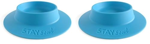 STAYbowl sky blue large tip-proof bowl front view for mess-free feeding