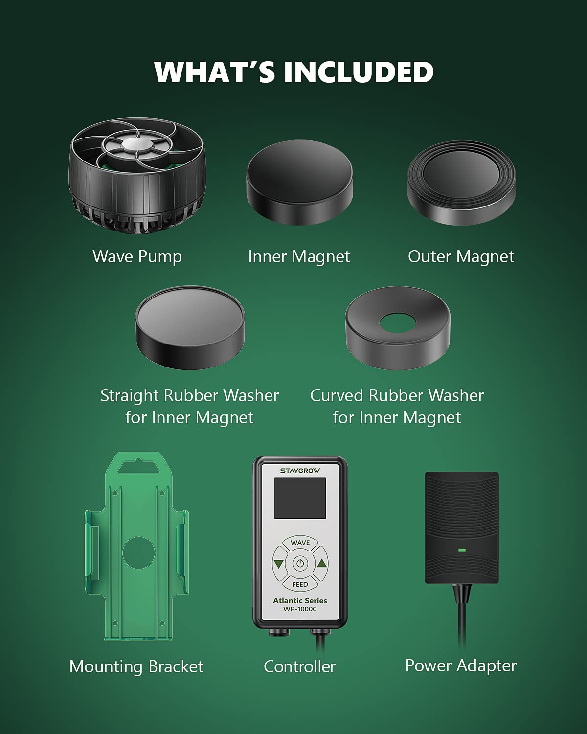 STAYGROW compact-size wave maker fits tight spaces without crowding the aquarium.