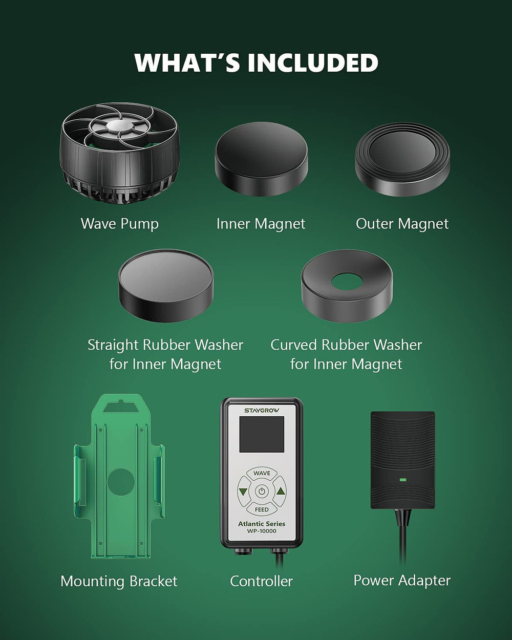 STAYGROW compact-size wave maker fits tight spaces without crowding the aquarium.
