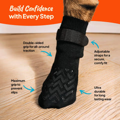 Steady Paws double-sided grip close-up demonstrates traction on a slick hardwood floor