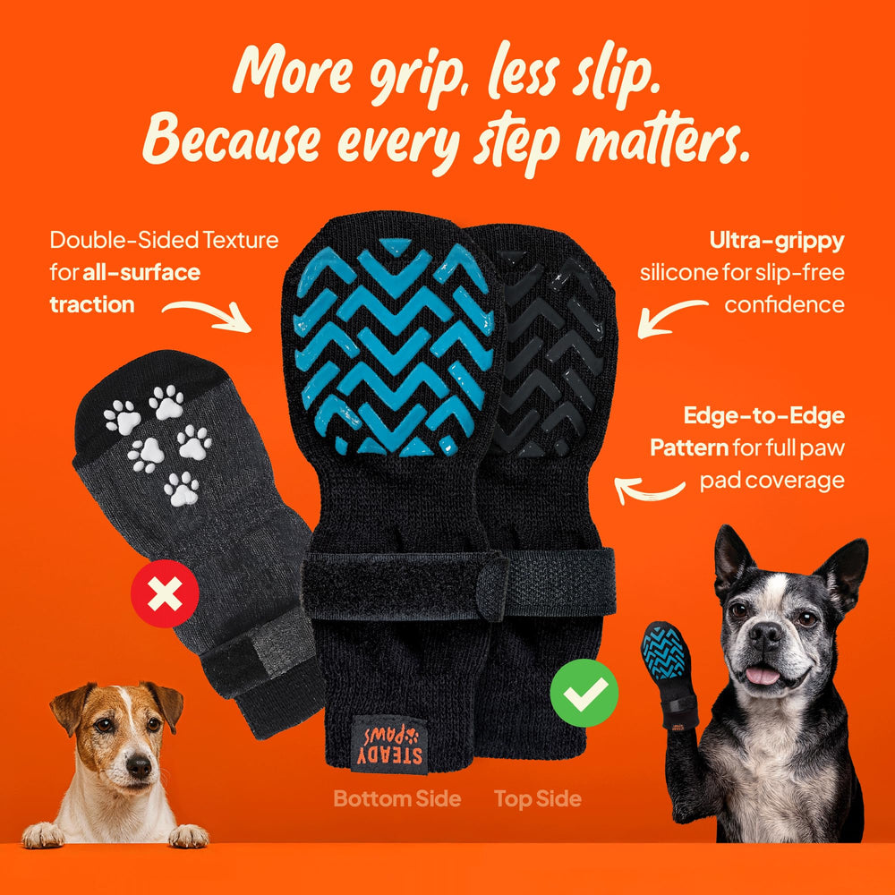 Steady Paws machine-washable durable sock set in use for everyday wear
