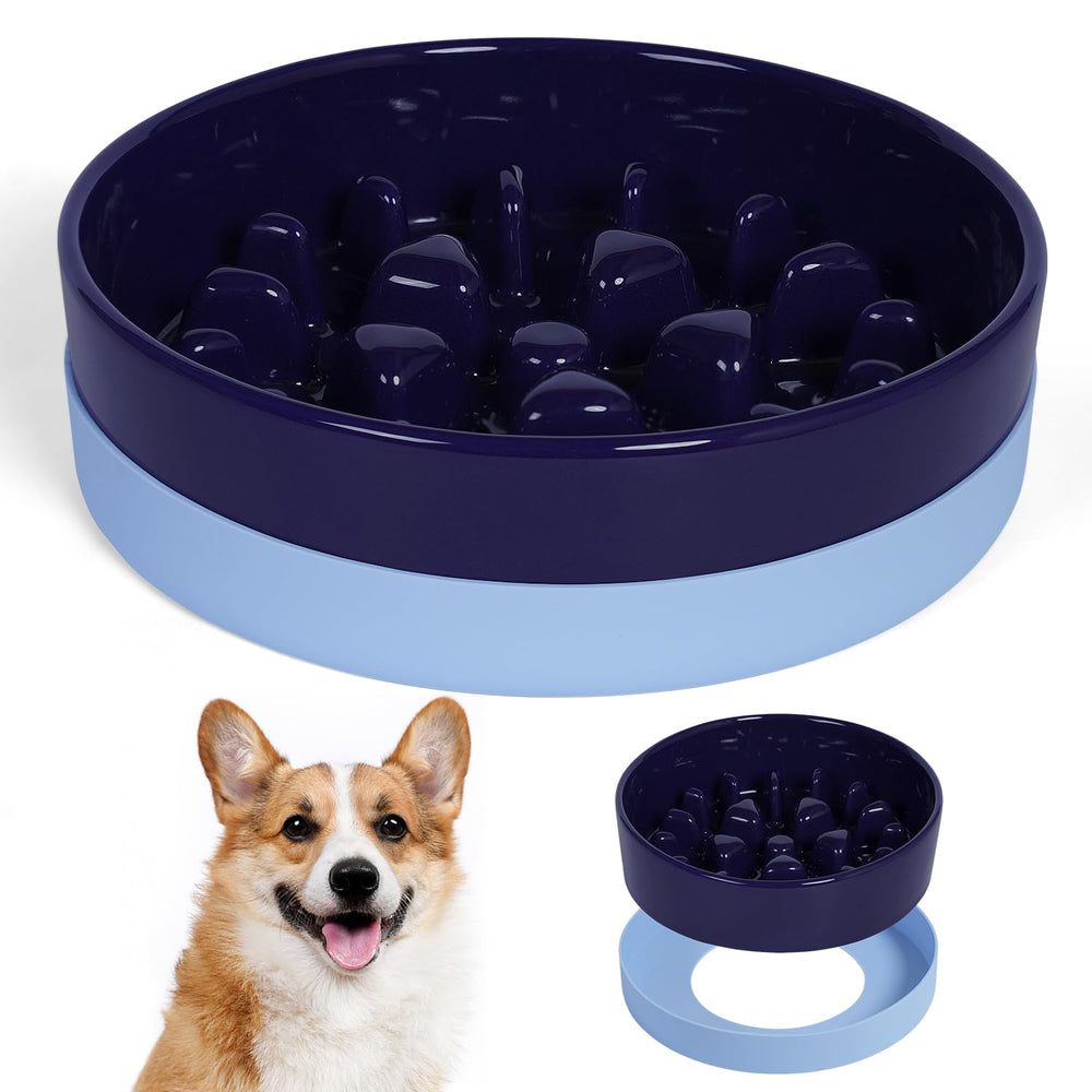 Sted ceramic slow feeder bowl top view highlighting mindful eating