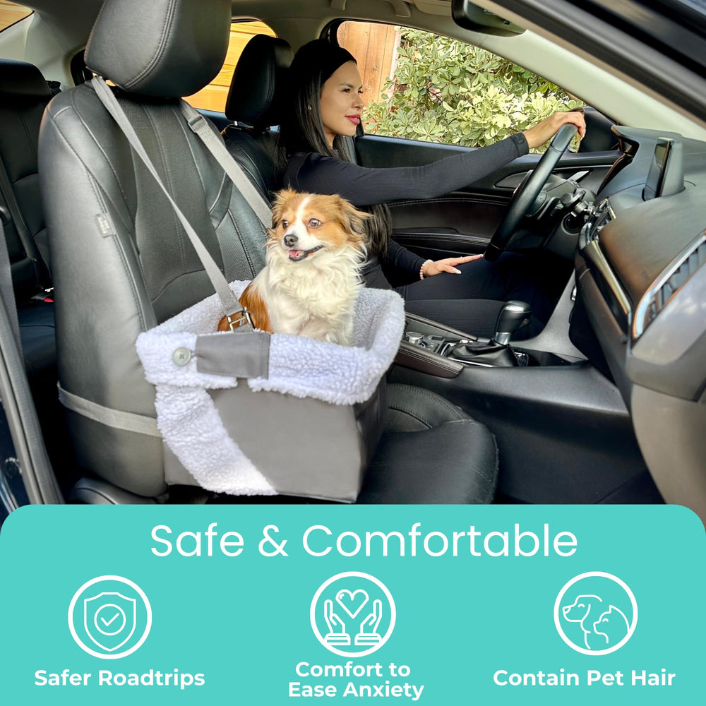 Stella and Bear dog car seat water-resistant-bottom protects car interior.