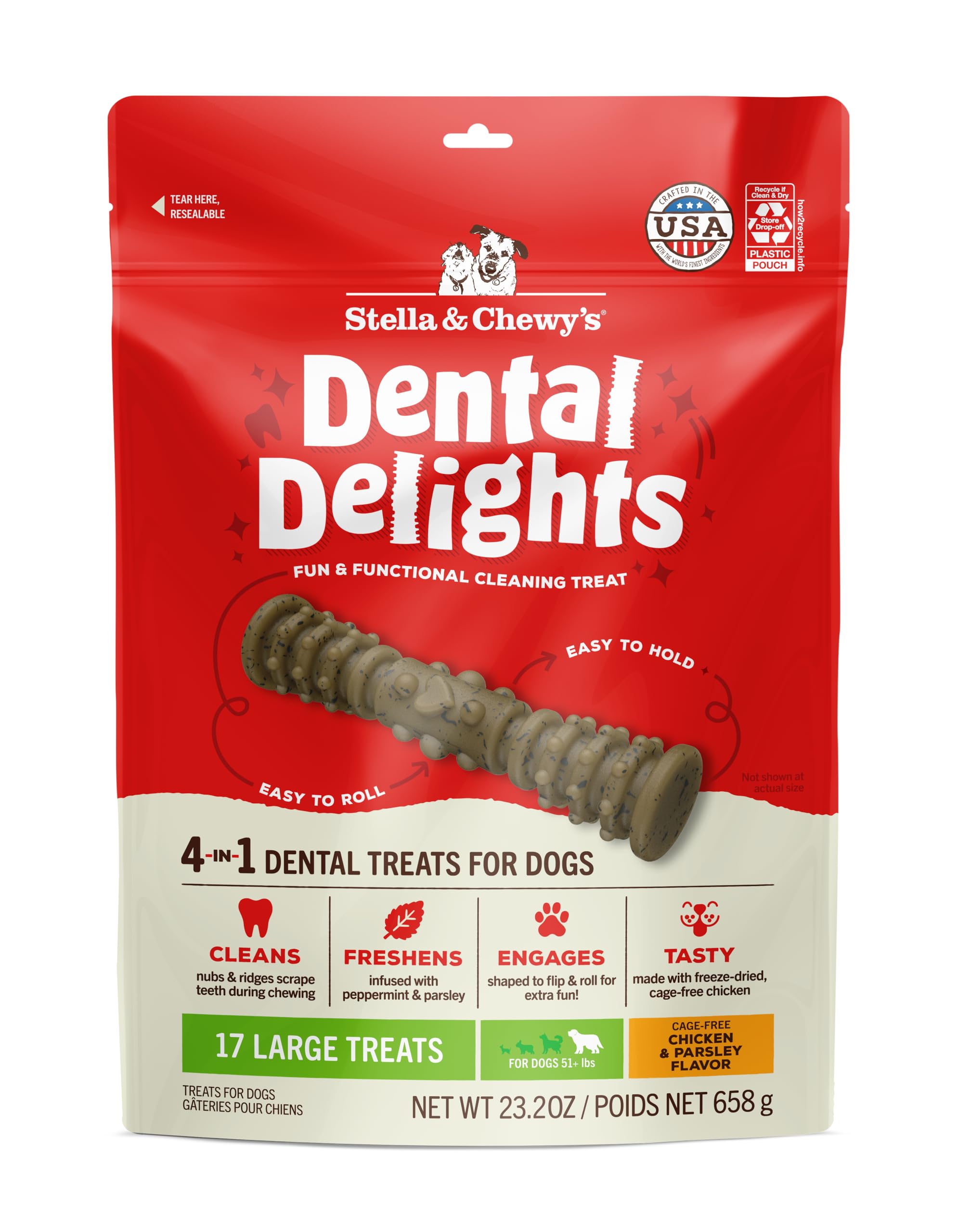 Stella & Chewy's Dental Delights large bag packaging for easy storage and serving