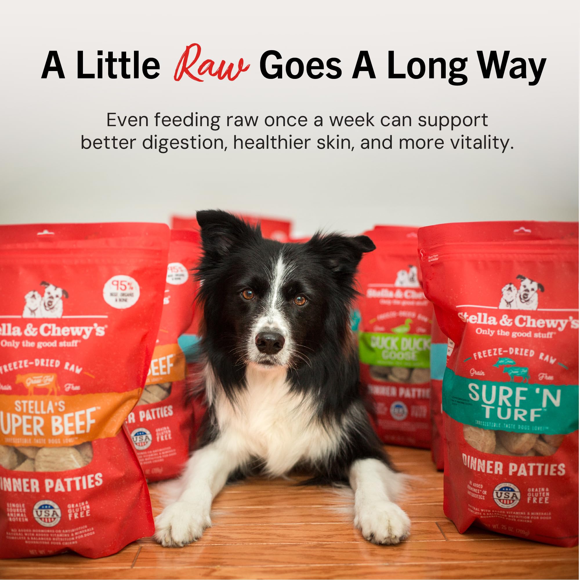 Stella & Chewy's beef patties suitable for puppies and adults