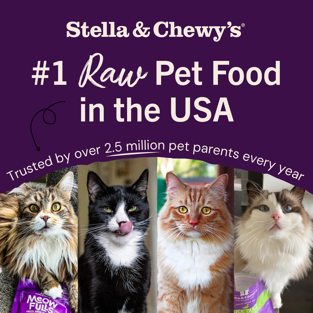 Stella & Chewy's morsels provide omega fatty acids for coat health.